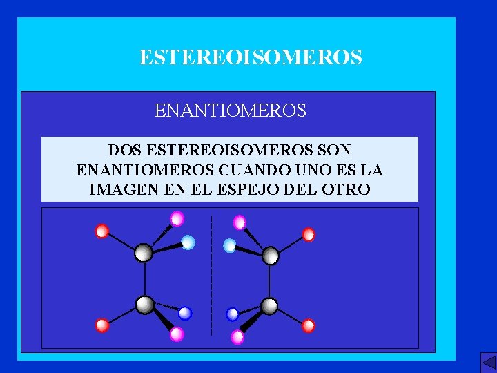 ESTEREOISOMEROS ENANTIOMEROS DOS ESTEREOISOMEROS SON ENANTIOMEROS CUANDO UNO ES LA IMAGEN EN EL ESPEJO