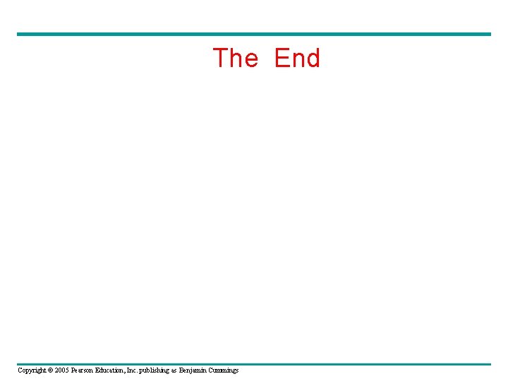 The End Copyright © 2005 Pearson Education, Inc. publishing as Benjamin Cummings 