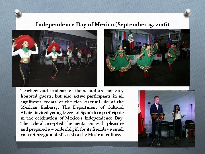 Independence Day of Mexico (September 15, 2016) Teachers and students of the school are