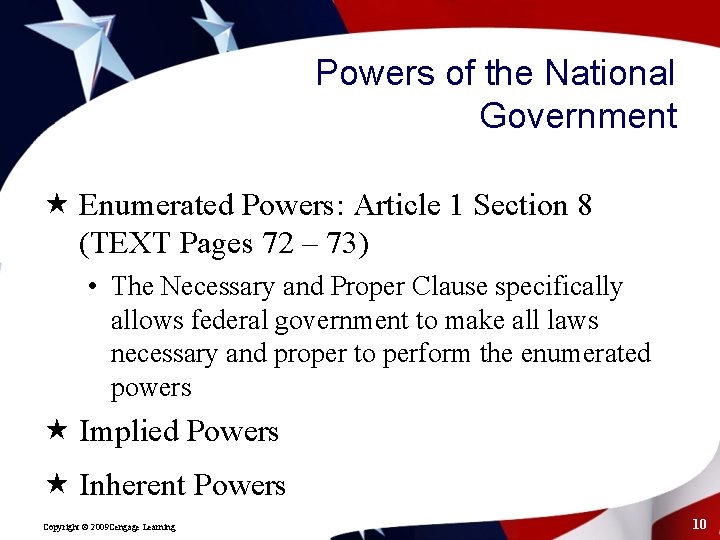 Powers of the National Government « Enumerated Powers: Article 1 Section 8 (TEXT Pages