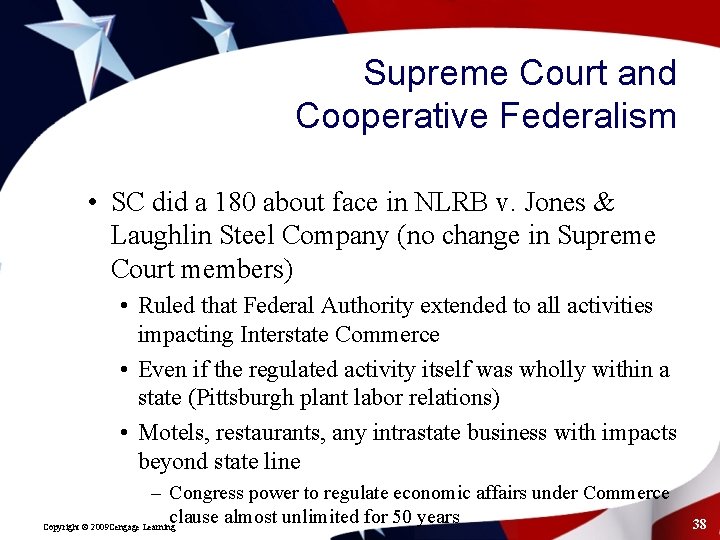 Supreme Court and Cooperative Federalism • SC did a 180 about face in NLRB