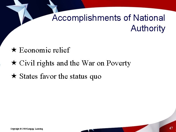 Accomplishments of National Authority « Economic relief « Civil rights and the War on