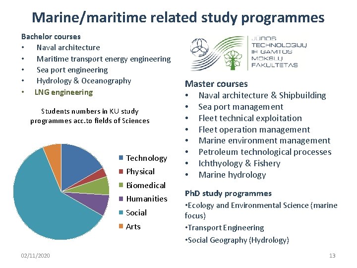 Marine/maritime related study programmes Bachelor courses • Naval architecture • Maritime transport energy engineering Marine/maritime related study programmes Bachelor courses • Naval architecture • Maritime transport energy engineering