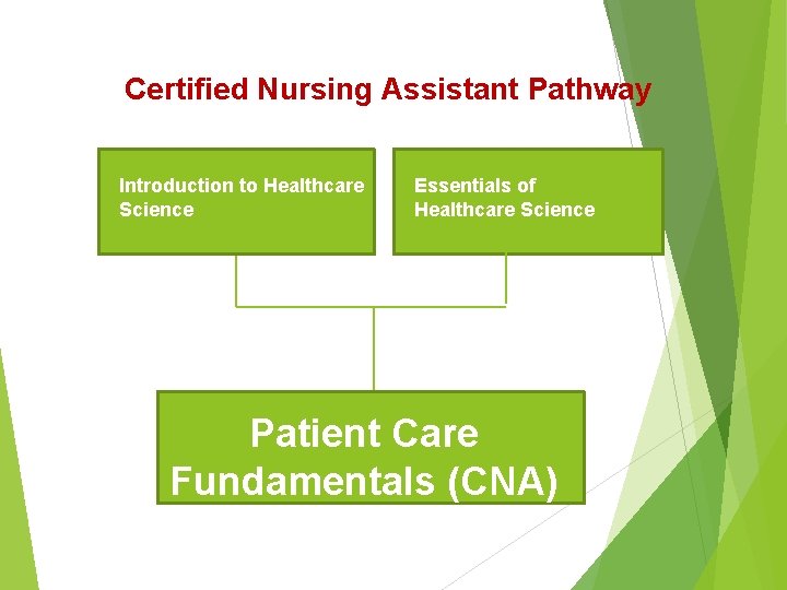 Certified Nursing Assistant Pathway Introduction to Healthcare Science Essentials of Healthcare Science Patient Care