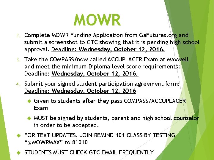 MOWR 2. Complete MOWR Funding Application from Ga. Futures. org and submit a screenshot