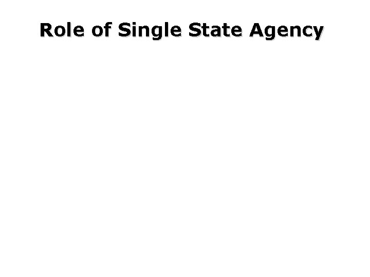 Role of Single State Agency 