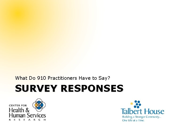 What Do 910 Practitioners Have to Say? SURVEY RESPONSES 