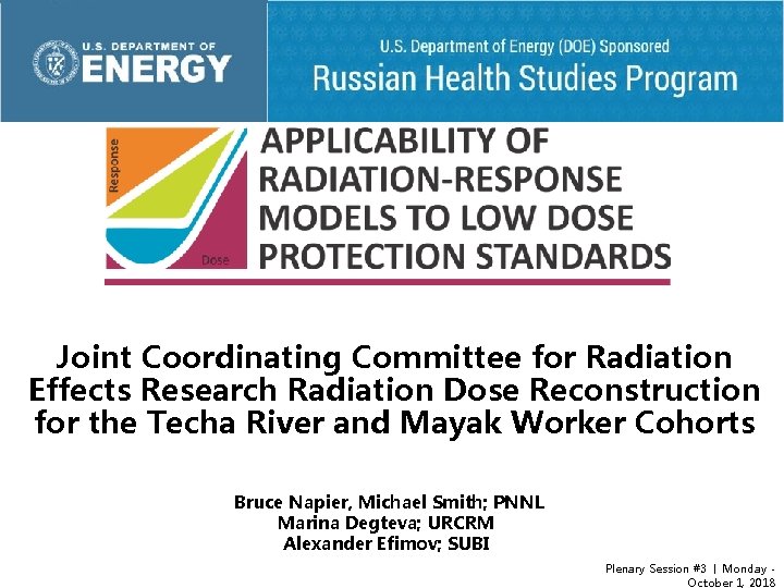 Joint Coordinating Committee for Radiation Effects Research Radiation Dose Reconstruction for the Techa River