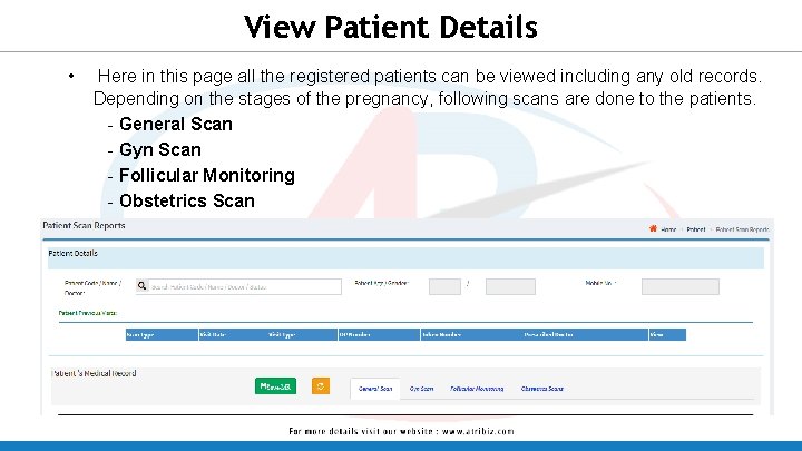View Patient Details • Here in this page all the registered patients can be View Patient Details • Here in this page all the registered patients can be