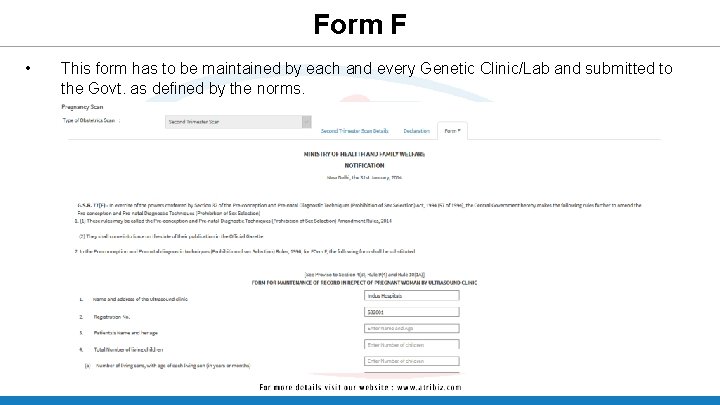 Form F • This form has to be maintained by each and every Genetic Form F • This form has to be maintained by each and every Genetic