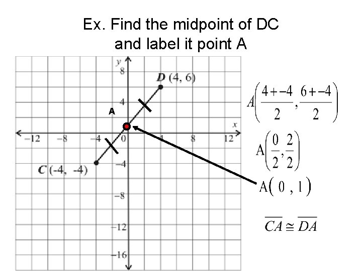 Ex. Find the midpoint of DC and label it point A A 