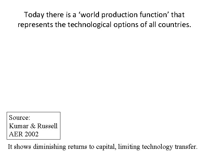 Today there is a ‘world production function’ that represents the technological options of all
