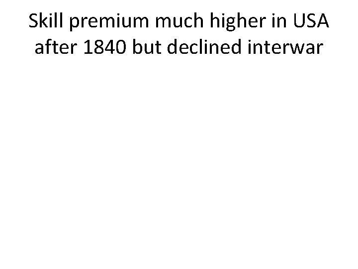 Skill premium much higher in USA after 1840 but declined interwar 