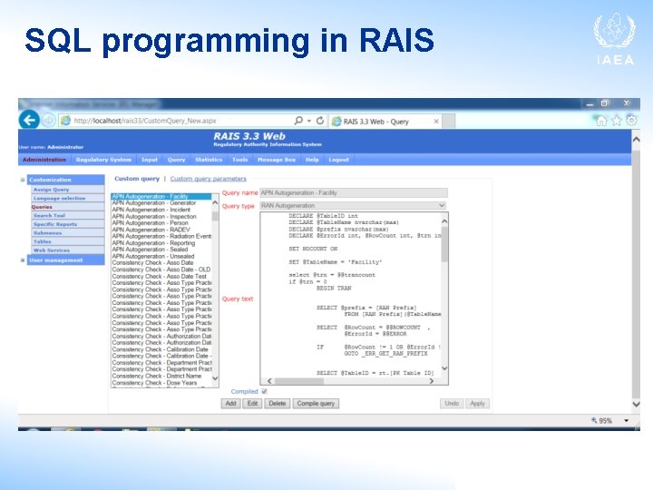 SQL programming in RAIS 