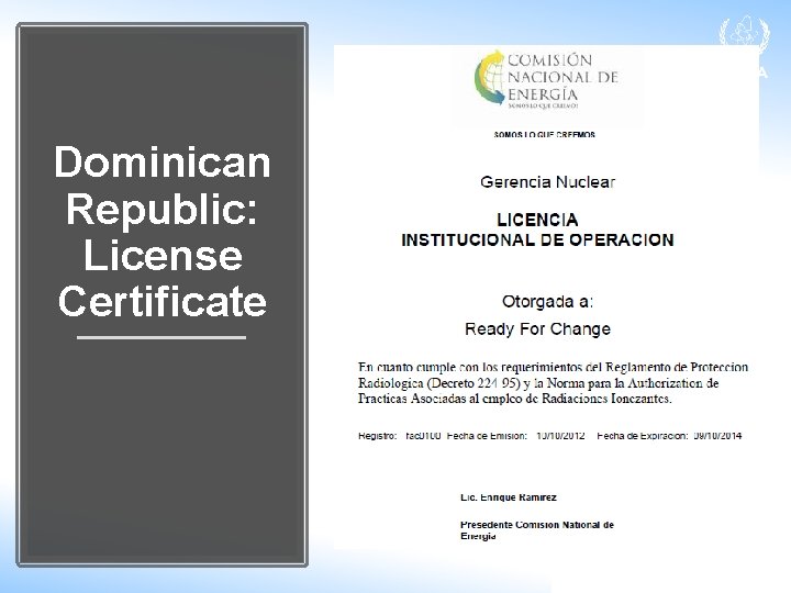 Dominican Republic: License Certificate 