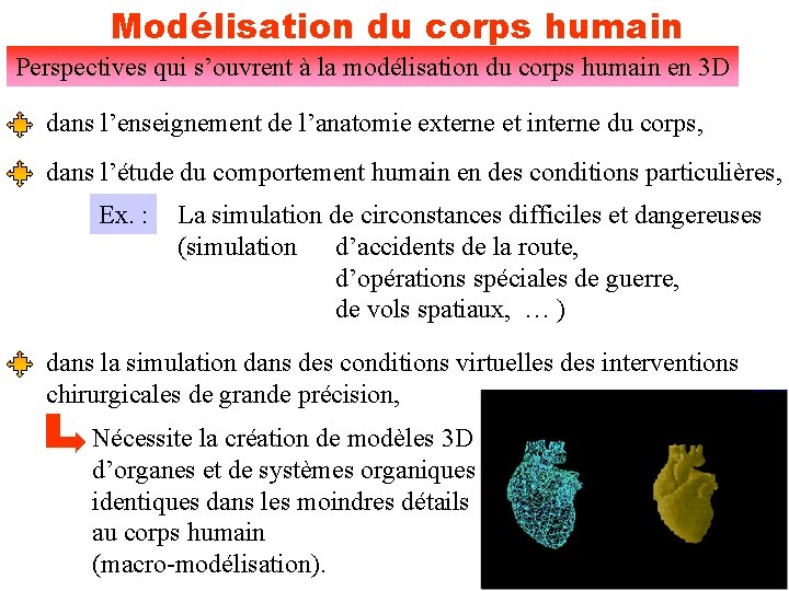 Modélisation du corps humain Perspectives qui s’ouvrent à la modélisation du corps humain en