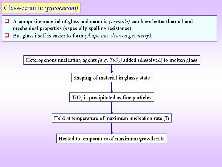 Glass-ceramic (pyroceram) q A composite material of glass and ceramic (crystals) can have better