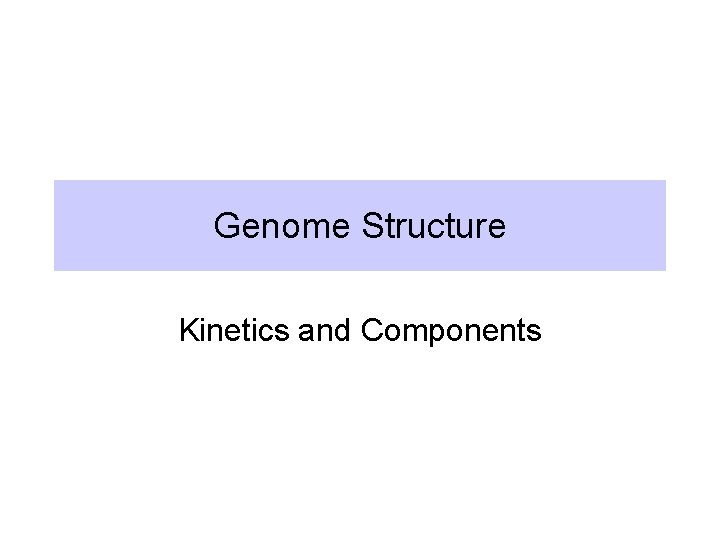 Genome Structure Kinetics and Components 