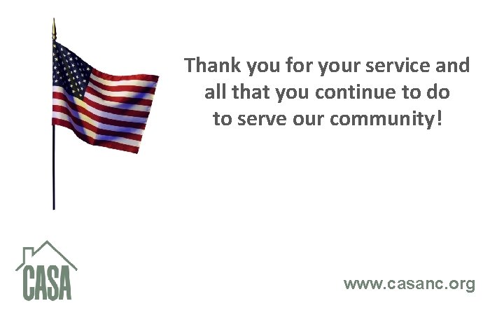 Thank you for your service and all that you continue to do to serve