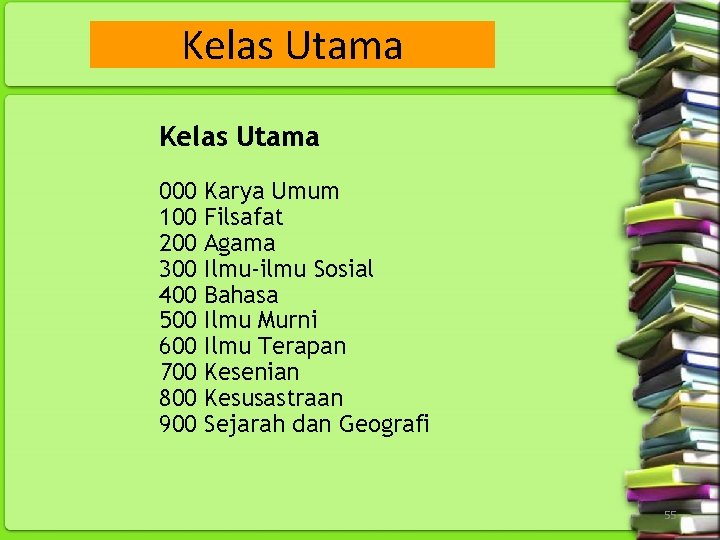 Kelas Utama 000 100 200 300 400 500 600 700 800 900 Karya Umum