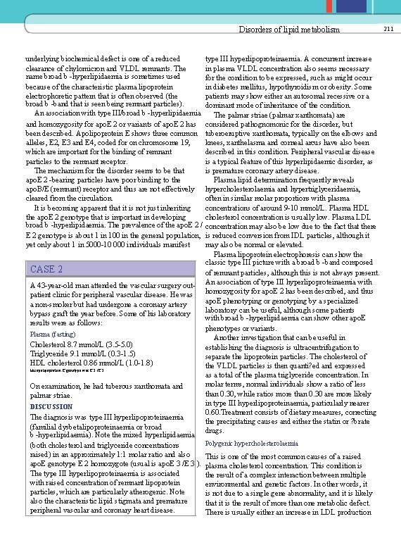 Disorders of lipid metabolism underlying biochemical defect is one of a reduced clearance of