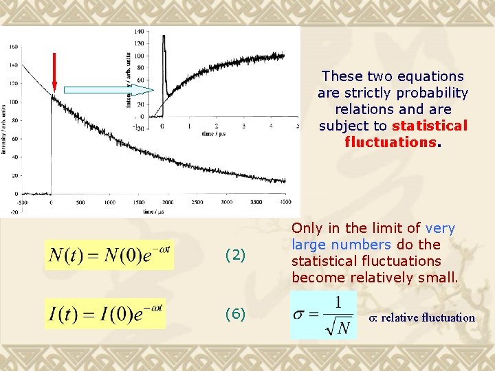 These two equations are strictly probability relations and are subject to statistical fluctuations. (2)