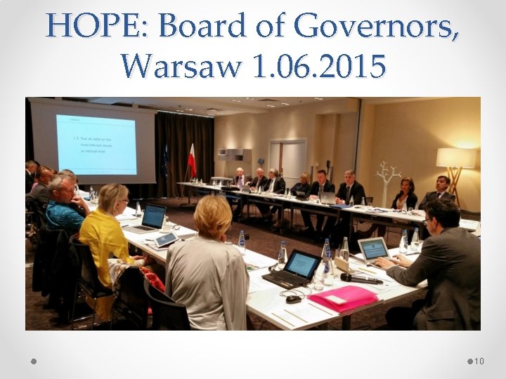 HOPE: Board of Governors, Warsaw 1. 06. 2015 10 