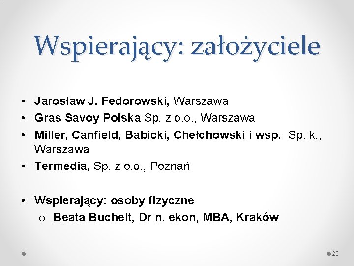 Wspierający: założyciele • Jarosław J. Fedorowski, Warszawa • Gras Savoy Polska Sp. z o.