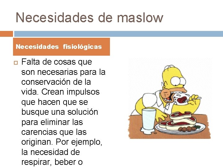 Necesidades de maslow Necesidades fisiológicas Falta de cosas que son necesarias para la conservación Necesidades de maslow Necesidades fisiológicas Falta de cosas que son necesarias para la conservación