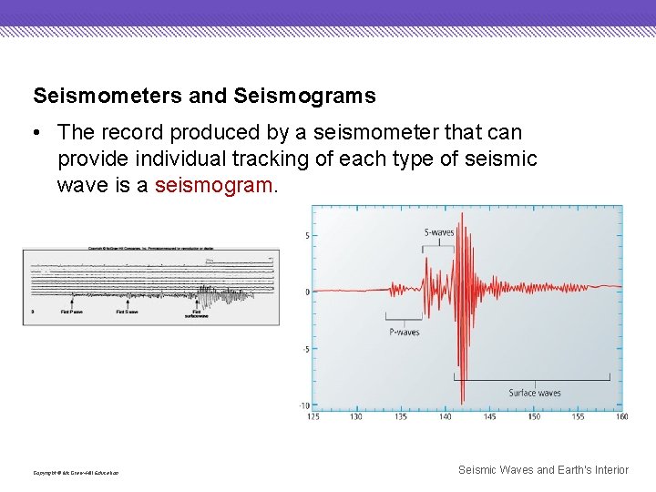 Seismometers and Seismograms • The record produced by a seismometer that can provide individual