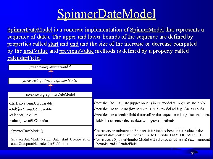 Spinner. Date. Model is a concrete implementation of Spinner. Model that represents a sequence