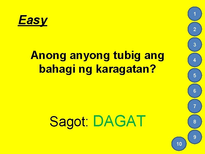 1 Easy 2 3 Anong anyong tubig ang bahagi ng karagatan? 4 5 6