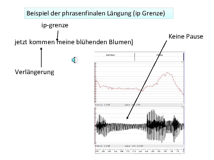 Beispiel der phrasenfinalen Längung (ip Grenze) ip-grenze jetzt kommen meine blühenden Blumen] Verlängerung Keine