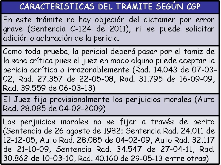 CARACTERISTICAS DEL TRAMITE SEGÚN CGP En este trámite no hay objeción del dictamen por
