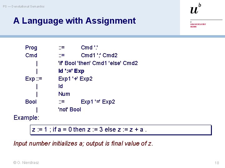 PS — Denotational Semantics A Language with Assignment Prog Cmd | | Exp :