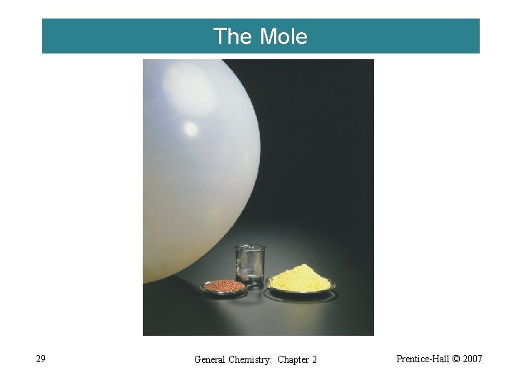 The Mole 29 General Chemistry: Chapter 2 Prentice-Hall © 2007 