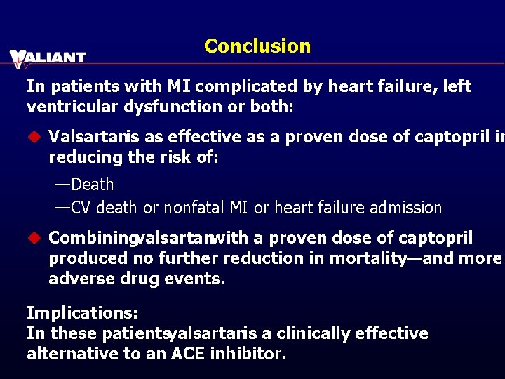 Conclusion In patients with MI complicated by heart failure, left ventricular dysfunction or both: