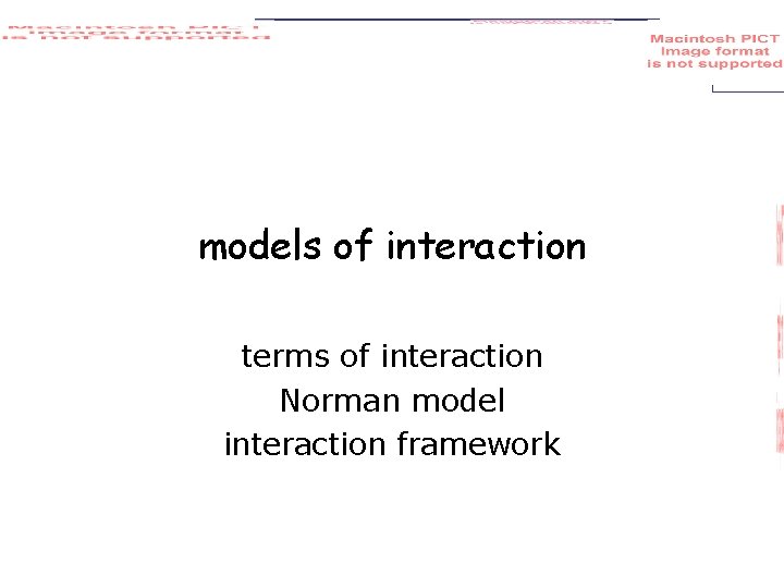 models of interaction terms of interaction Norman model interaction framework 