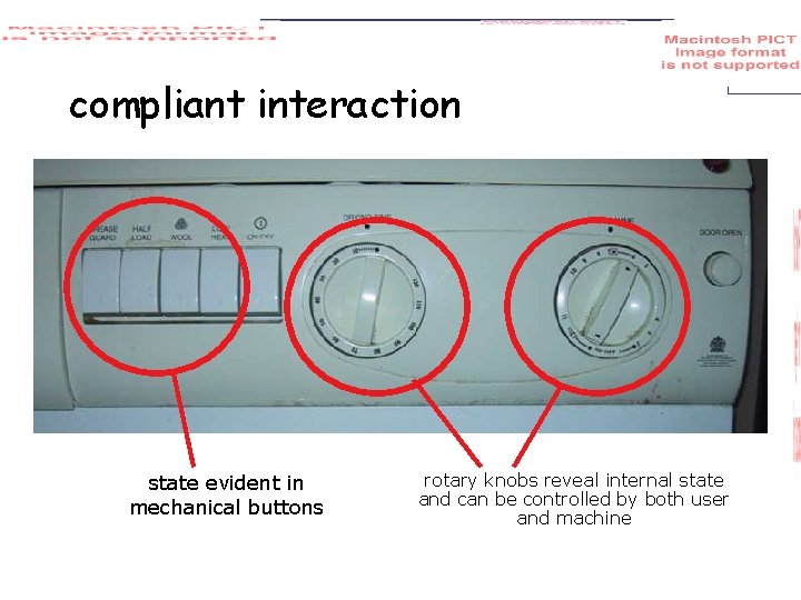 compliant interaction state evident in mechanical buttons rotary knobs reveal internal state and can