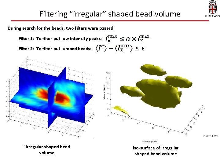 Filtering “irregular” shaped bead volume During search for the beads, two filters were passed Filtering “irregular” shaped bead volume During search for the beads, two filters were passed