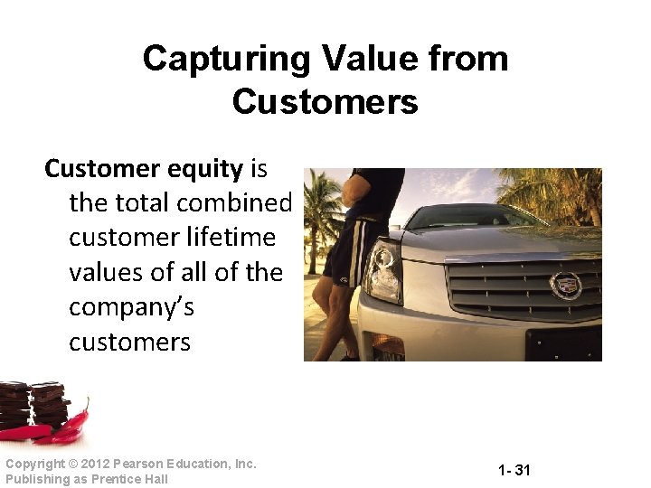Capturing Value from Customers Customer equity is the total combined customer lifetime values of