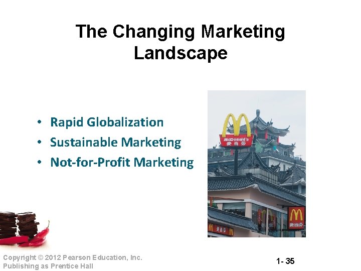 The Changing Marketing Landscape • Rapid Globalization • Sustainable Marketing • Not-for-Profit Marketing Copyright