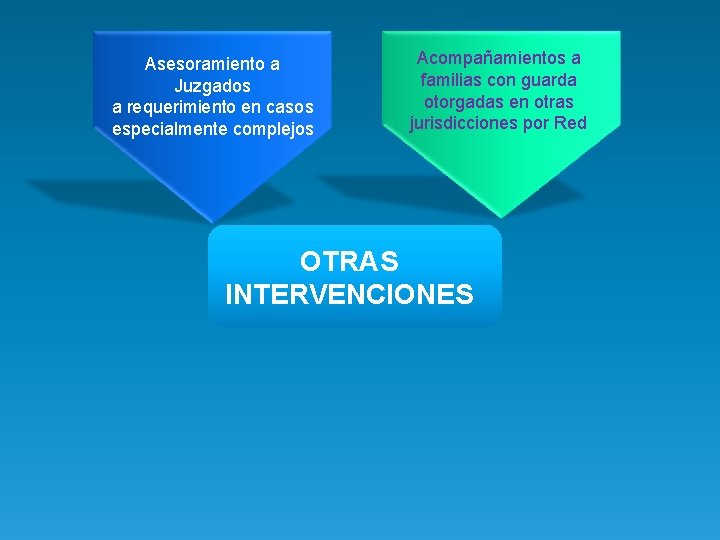 Asesoramiento a Juzgados a requerimiento en casos especialmente complejos Acompañamientos a familias con guarda