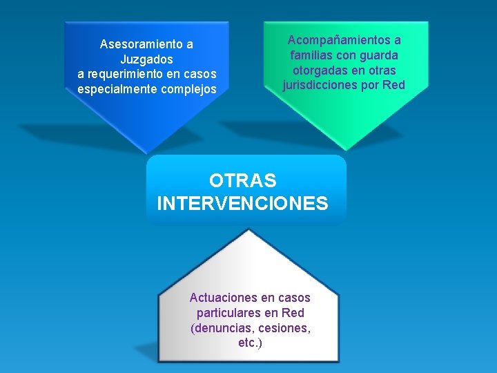 Asesoramiento a Juzgados a requerimiento en casos especialmente complejos Acompañamientos a familias con guarda