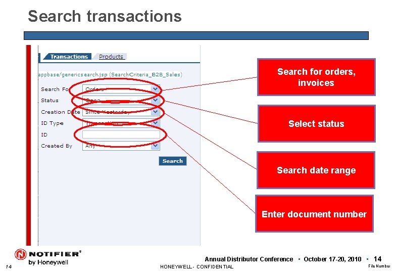 Search transactions Search for orders, invoices Select status Search date range Enter document number