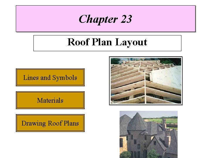 Chapter 23 Roof Plan Layout Lines and Symbols Materials Drawing Roof Plans 