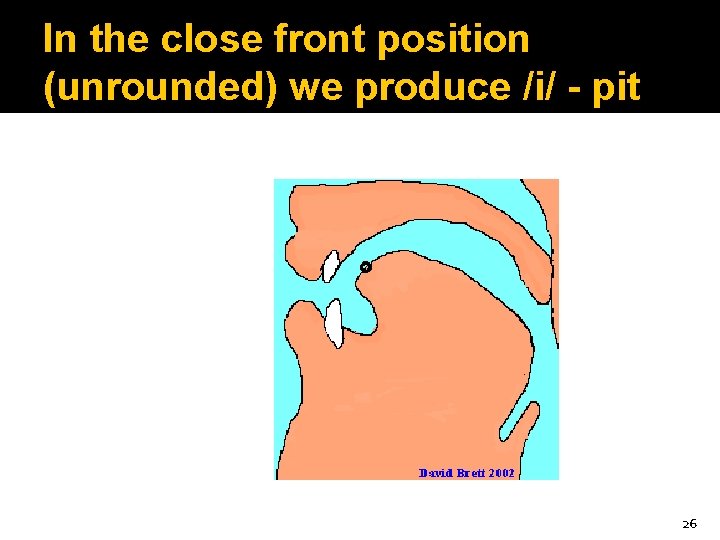 In the close front position (unrounded) we produce /i/ - pit 26 