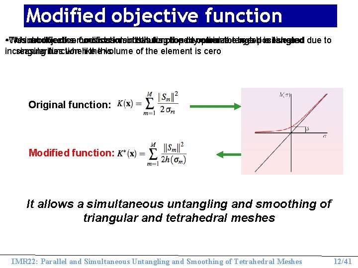 Modified objective function § • This modification consists in substituting the denominator by a