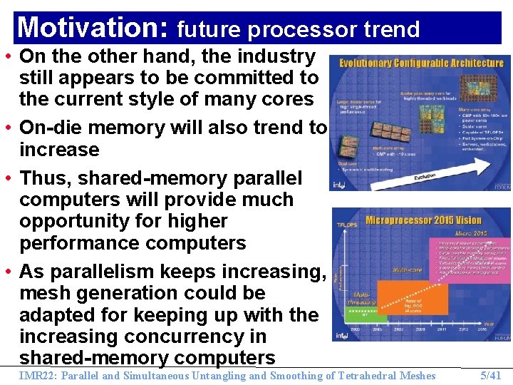 Motivation: future processor trend • On the other hand, the industry still appears to