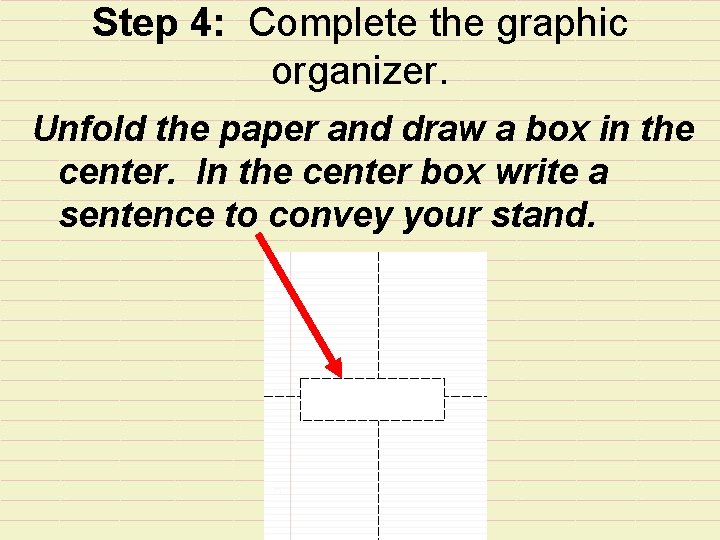 Step 4: Complete the graphic organizer. Unfold the paper and draw a box in